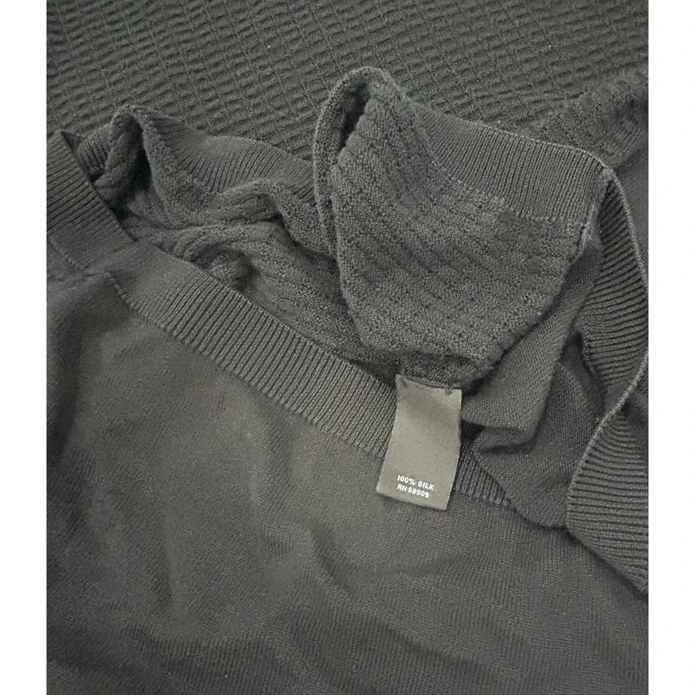 Murano 100% Silk Ribbed Knit‎ Sweater Long Sleeve Black Size L Y2K Friends Joey